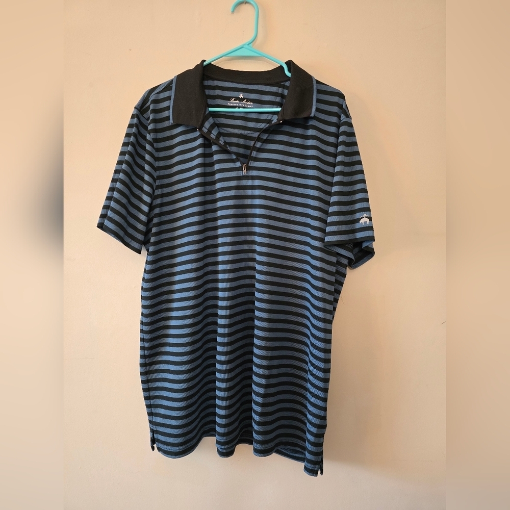 Brooks Brothers Performance Quarter-Zip Polo - Black & Blue